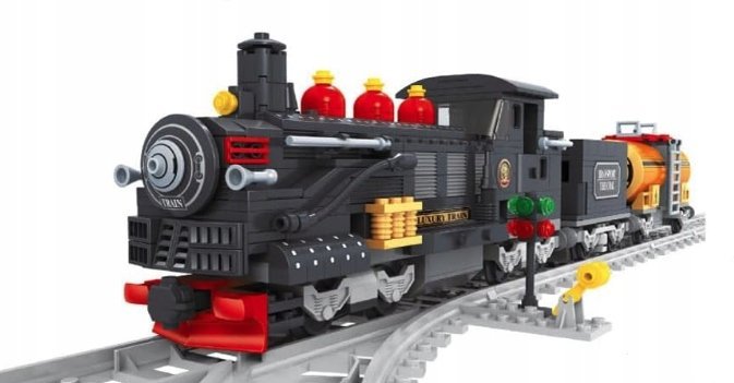 KLOCKI KONSTRUKCYJNE POCIĄG PAROWY VINTAGE CZARNY 586 ELEMENTÓW ZESTAW