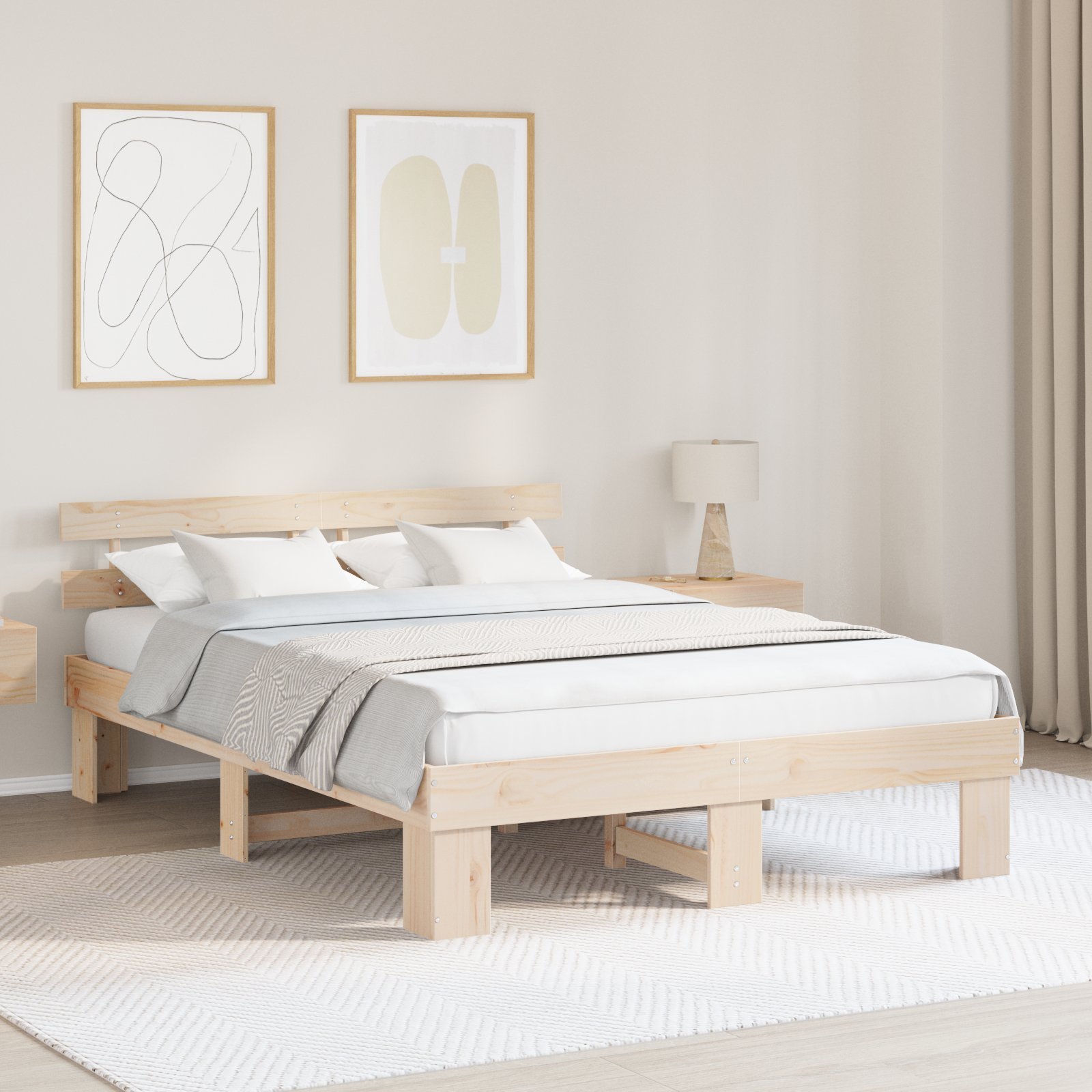 vidaXL Rama Łóżka z Oparciem 150x200 cm z Litego Drewna Sosnowego