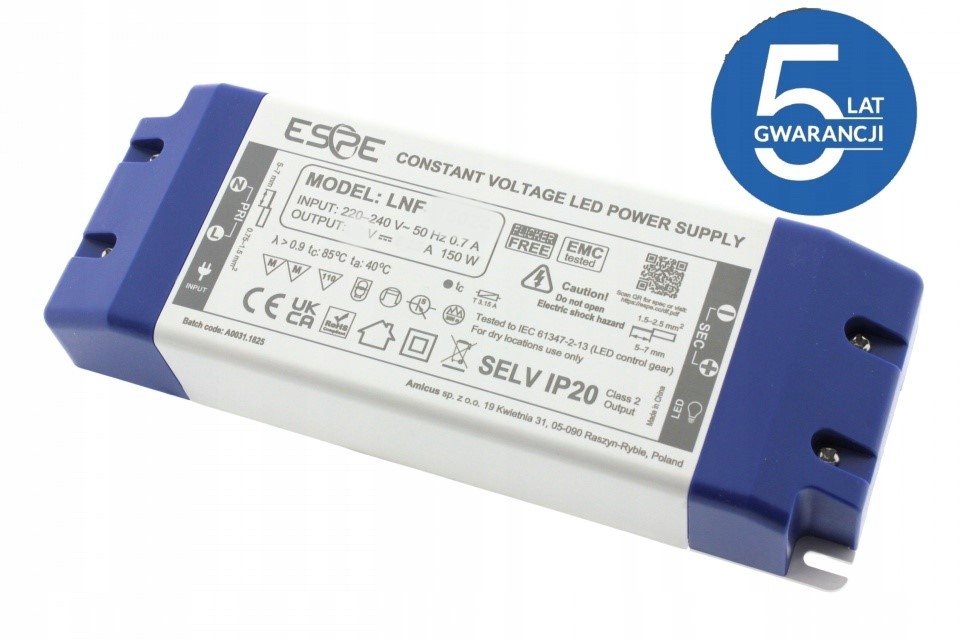 Zasilacz Espe IP20 12V 12,5A do Led 150W
