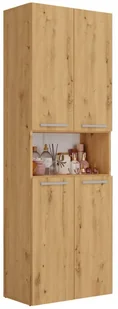 Nowoczesny regał łazienkowy z koszem dąb artisan A6-B61 - Szafki łazienkowe - miniaturka - grafika 1