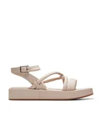 Sandały damskie - Clarks Skórzane sandały "Alda Cross" w kolorze jasnoróżowym - miniaturka - grafika 1