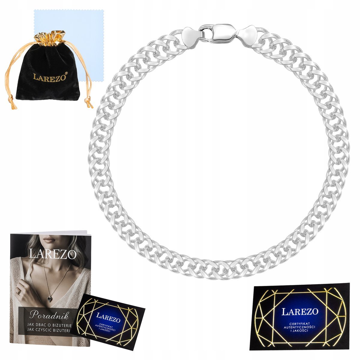 Bransoletka Srebrna Męska Rombo Podwójna Pancerka Pełna Mocna Gruba 4mm