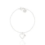 Bransoletki - Bransoletka srebrna z sercem i różą - miniaturka - grafika 1