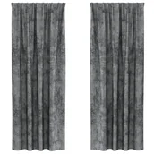 Zasłony - vidaXL Zasłony Welurowe 2 szt. z Oczkami Szare 225x140 cm - miniaturka - grafika 1