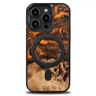 Etui i futerały do telefonów - etui z drewna i żywicy na iPhone 15 Pro MagSafe Bewood Unique Orange - pomarańczowo-czarne - miniaturka - grafika 1