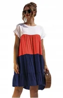 Sukienki - LETNIA SUKIENKA LUŹNA CODZIENNA FALBANKI KOLOROWA - miniaturka - grafika 1