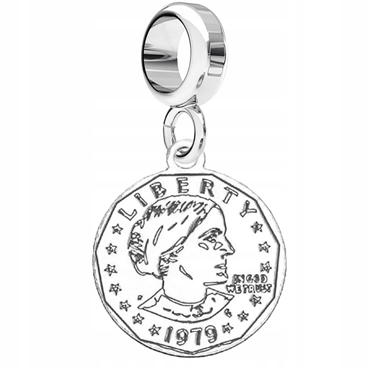 Charms Srebrny Chińska Moneta Krążek Cash Pieniążek Pieniądz SREBRO 925