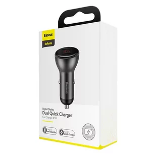 Baseus ładowarka samochodowa 2x USB 45 W 5 A Quick Charge 3.0 Huawei SCP z ekranem LCD szary (CCBX-B0G) - Ładowarki samochodowe - miniaturka - grafika 18