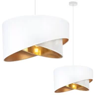 Lampy sufitowe - Lampa sufitowa wisząca Asti skos biała glamour 1xE27 abażur okrągły skośny 45cm biały/złoty Light Home LH - miniaturka - grafika 1