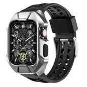 Akcesoria do smartwatchy - Kingxbar CYF136 2w1 pasek Apple Watch Ultra, SE, 8, 7, 6, 5, 4, 3, 2, 1 (49, 45, 44, 42 mm) z wbudowanym pancernym etui ze stali nierdzewnej srebrny - miniaturka - grafika 1