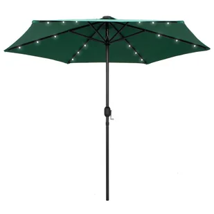 vidaXL Parasol ogrodowy z LED i aluminiowym słupkiem, 270 cm, zielony vidaXL - Parasole ogrodowe - miniaturka - grafika 8