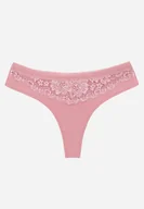 Majtki damskie - Różowe Majtki Typu Stringi z Bawełną i Koronką Zeliche - miniaturka - grafika 1
