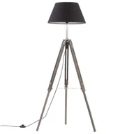 Lampy stojące - Szaro-czarna lampa stojąca drewniana trójnóg - P849-Verino - miniaturka - grafika 1