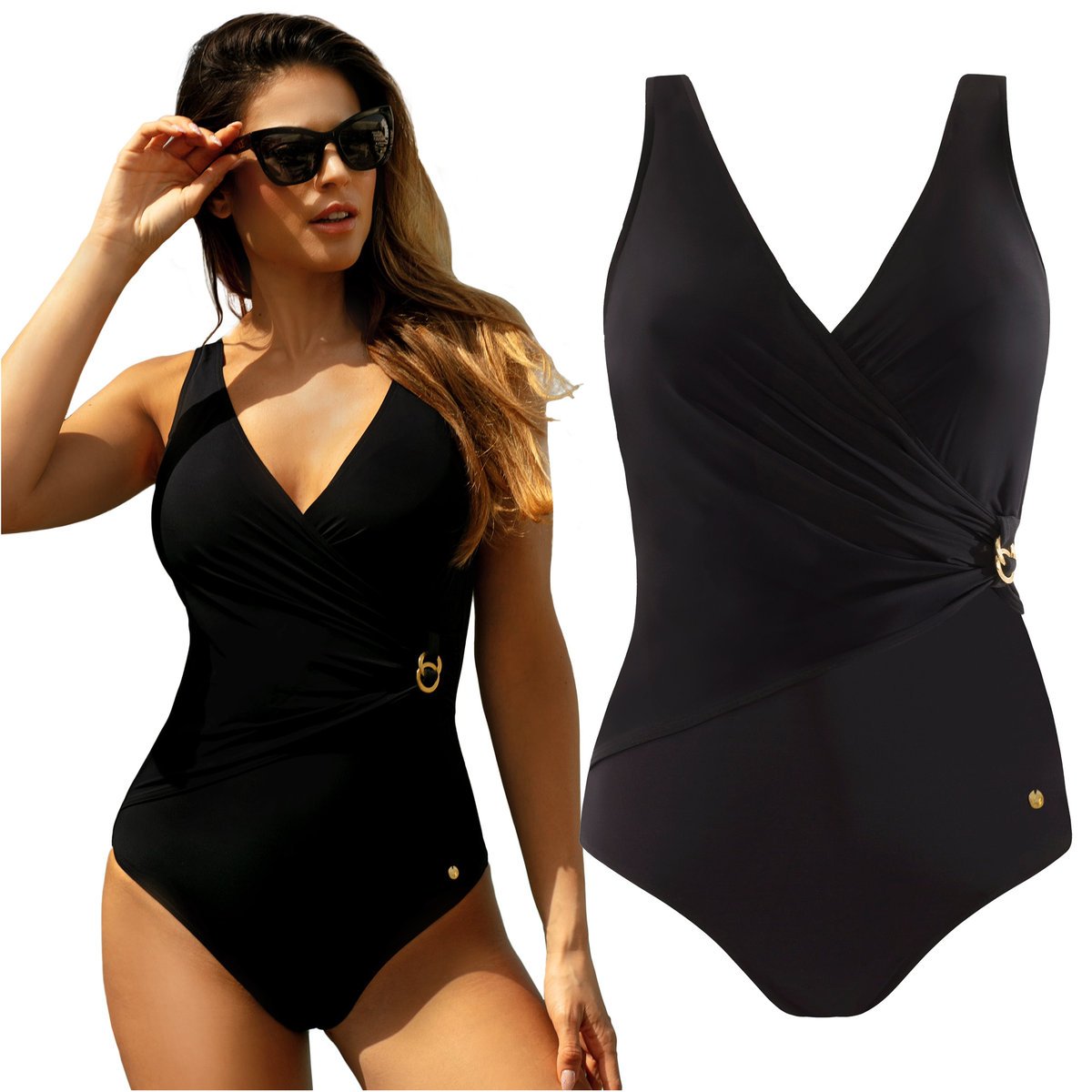 Strój kąpielowy jednoczęściowy damski SELF S1069 Ajaccio 1 czarny 4XL