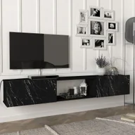 Szafki RTV - Szafka pod TV 'Paltamo' 180x31x29,5cm marmur, czarny - miniaturka - grafika 1