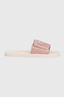 Buty dla dziewczynek - Michael Kors klapki dziecięce kolor różowy - grafika 1