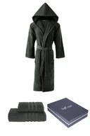 Szlafroki męskie - Unisex szlafrok STRIPE + ręczniki + pudełko Khaki XL + ręczniki + pudełko - miniaturka - grafika 1
