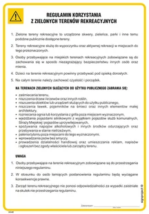 IAA40 REGULAMIN KORZYSTANIA Z ZIELONYCH TERENÓW REKREACYJNYCH, PN - PŁYTA PCV 1MM; (245X350MM) - Instrukcje stanowiskowe BHP - miniaturka - grafika 1