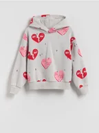 Bluzy dla dziewczynek - Reserved - Bluza z kapturem - jasnoszary - miniaturka - grafika 1