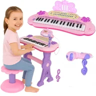 Instrumenty muzyczne dla dzieci - Keyboard dla Dzieci Pianino Organy Mikrofon Nagrywanie Stołek 37 Klawiszy - miniaturka - grafika 1