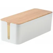 Kable - Pojemnik Organizer Na Kable Listwy Drewno Biały - miniaturka - grafika 1