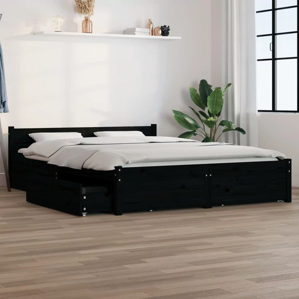 Lumarko Rama łóżka z szufladami, czarna, 140x200 cm