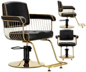 Fotele fryzjerskie - Fotel fryzjerski hydrauliczny obrotowy do salonu fryzjerskiego podnóżek chromowany krzesło fryzjerskie Lorenzo - miniaturka - grafika 1