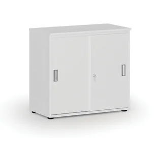 Szafa biurowa z drzwiami przesuwnymi PRIMO WHITE, 740 x 800 x 420 mm, biały - Szafy biurowe - miniaturka - grafika 1