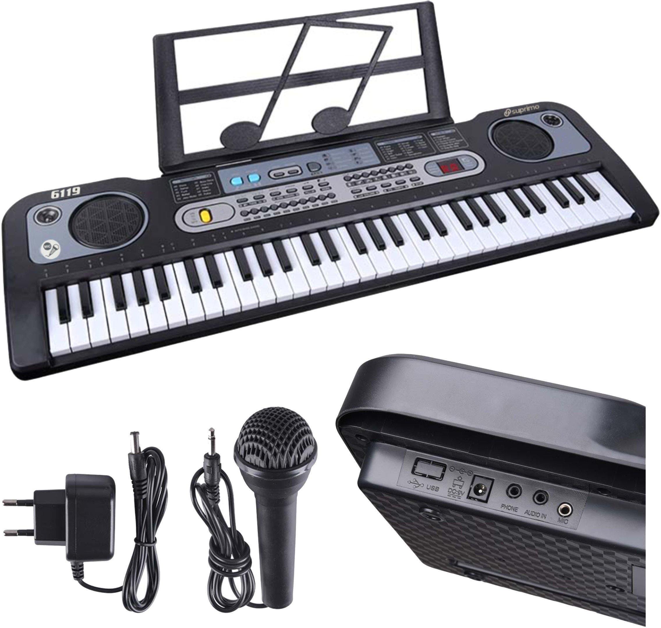 SUPRIMO 6119 KEYBOARD klawisze organy z mikrofonem