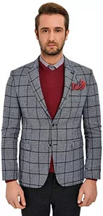 Bonamaison Kurtka męska w kratkę, Comfort Fit 6 Drop Business Suit Jacket, granatowa, standardowa - Kurtki męskie - miniaturka - grafika 1