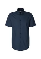 Koszule męskie - Seidensticker Męska koszula z krótkim rękawem, regularny krój, ciemnoniebieska, 45, granatowy - miniaturka - grafika 1