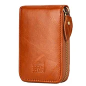 Etui na dokumenty i karty - BRASS TACKS Leathercraft Etui na karty kredytowe z zamkiem błyskawicznym, dla mężczyzn i kobiet, z prawdziwej skóry z blokadą RFID - miniaturka - grafika 1