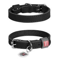 Obroże dla psów - Obroża dla psa skórzana WAUDOG Classic, czarna, rozmiar M, 30-39 cm, 20 mm - miniaturka - grafika 1
