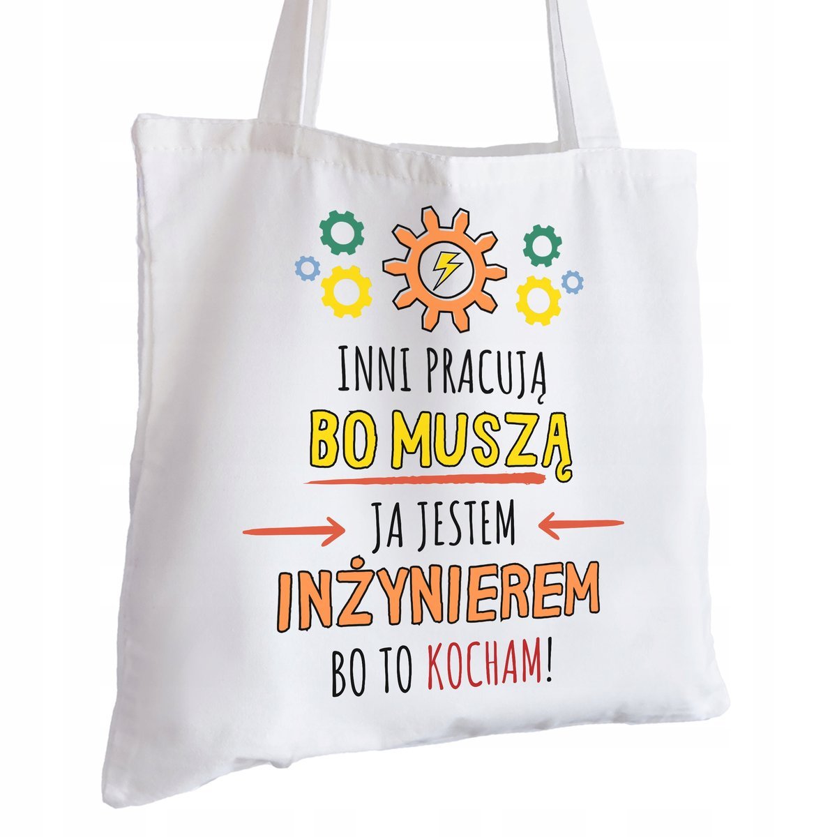 Torba Bawełniana biała dla Inżyniera Na Prezent ekologiczna Trwały Nadruk