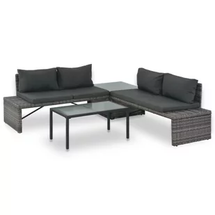 vidaXL zestaw wypoczynkowy do ogrodu 3 częściowy + poduszki rattan PE szary 44720 44720 - Meble ogrodowe - miniaturka - grafika 1