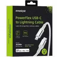 Kable USB - INNOSTYLE POWERFLEX KABEL USB-C LIGHTNING MFI SZYBKIEGO ŁADOWANIA DO IPHONE KEVLAR 2M SREBRNY - miniaturka - grafika 1