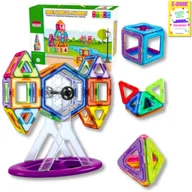 Klocki - KLOCKI KONSTRUKCYJNE MAGNETYCZNE 3D MAGNETIC DLA DZIECI 76el PANELE KONSTRUKCYJNE PREZENT DLA DZIECKA + EBOOK - miniaturka - grafika 1