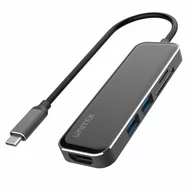 Adaptery i przejściówki - Unitek D1036A HUB USB-C 2xUSB3.1 HDMI czytnik kart - miniaturka - grafika 1