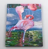 Malowanie po numerach - Flaming w kąpieli - malowanie po numerach 50x40 cm - miniaturka - grafika 1