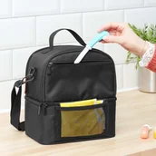 Miseczki i talerzyki dla dzieci - Badabulle Torba termiczna Pick & Go, z wieloma kieszeniami, czarna - miniaturka - grafika 1