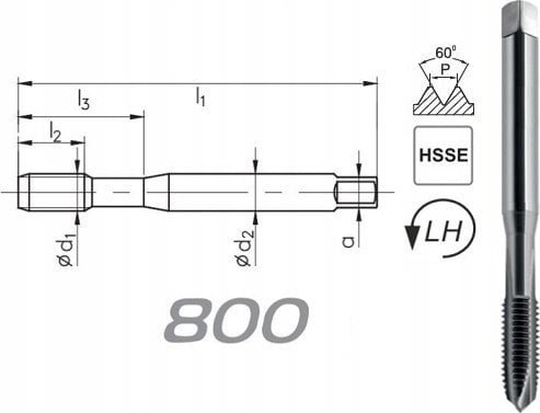 Fanar GWINTOWNIK M 8 DIN-371B LH 6H HSSE 800