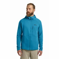 Kurtki męskie - Męska kurtka polarowa Jack Wolfskin KOLBENBERG HOODED FZ M aurora blue - S - miniaturka - grafika 1