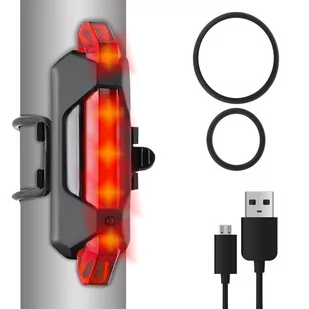 Lampka na Rower Tył Rowerowa Tylna LED Przewód USB TRIZAND - Lampki rowerowe - miniaturka - grafika 1
