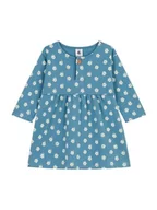 Sukienki - Petit Bateau Dziewczęca sukienka z długim rękawem A08SC niebieska polochon/wielokolorowa, 24 miesiące, Niebieski polochon/wielokolorowy, 24 Miesiące - miniaturka - grafika 1