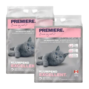 PREMIERE Excellent Puder dla niemowląt Żwirek zbrylający 2x12 kg - Żwirek dla kotów - miniaturka - grafika 1