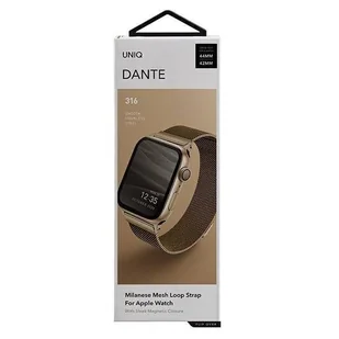 UNIQ pasek Dante Apple Watch Series 4/5/6/7/SE 44/45mm. Stainless Steel złoty/carmel gold - Akcesoria do smartwatchy - miniaturka - grafika 2