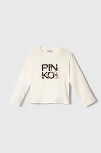 Bluzki dla dziewczynek - Pinko Up longsleeve dziecięcy kolor beżowy - grafika 1