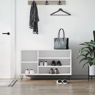 vidaXL Półka na buty, biały, 102x36x60 cm, materiał drewnopochodny - Wieszaki i stojaki - miniaturka - grafika 1