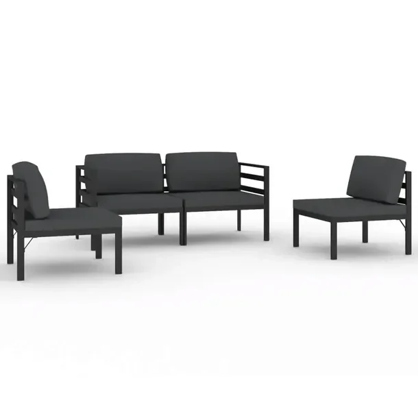 Aluminiowy zestaw wypoczynkowy do ogrodu antracytowy, modułowy 70x70x64,5