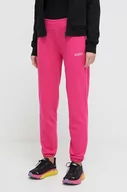 Spodnie damskie - Guess spodnie dresowe bawełniane kolor fioletowy gładkie - miniaturka - grafika 1